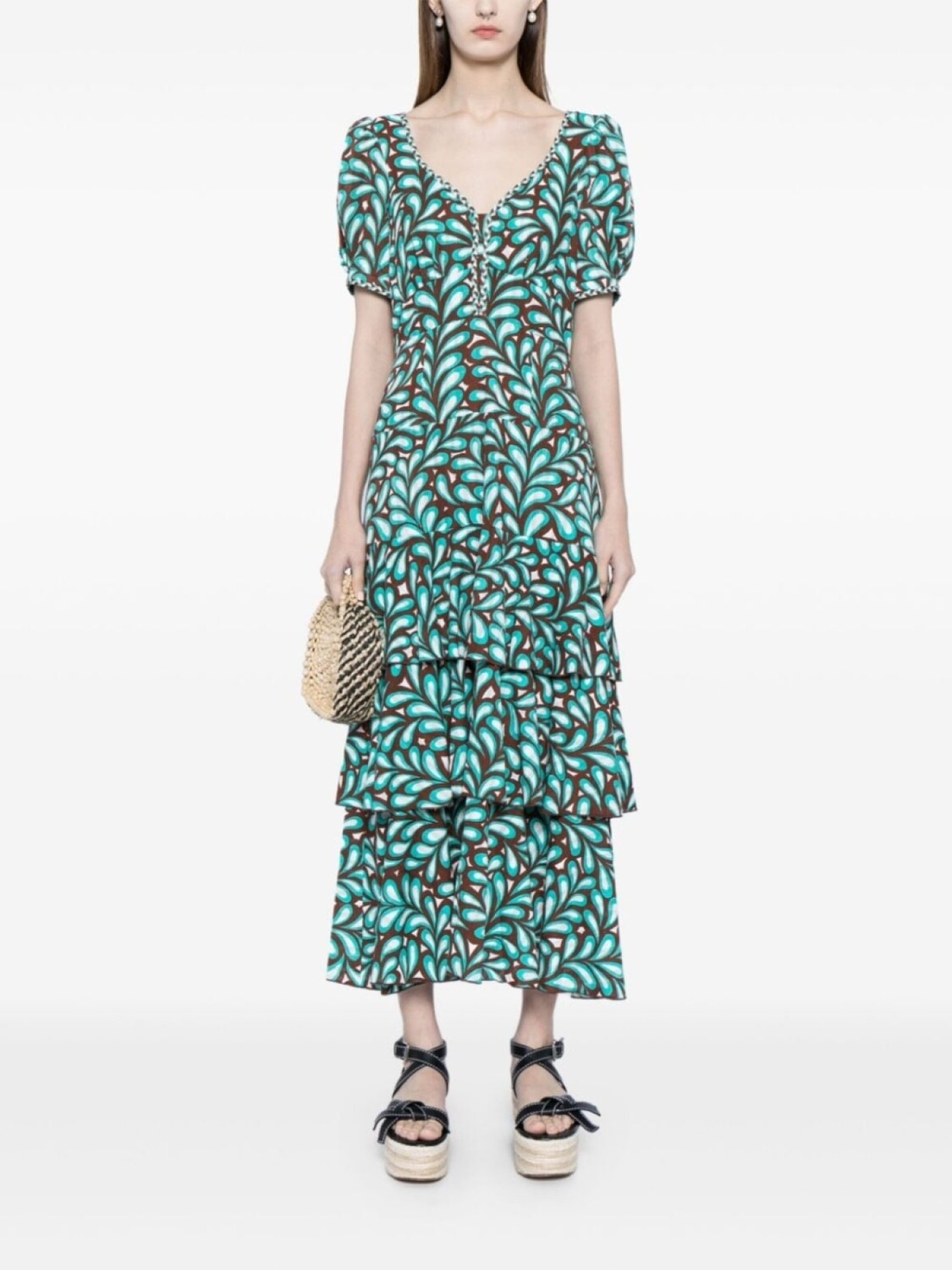 

DVF Diane von Furstenberg платье Aire из хлопка с цветочным принтом, зеленый