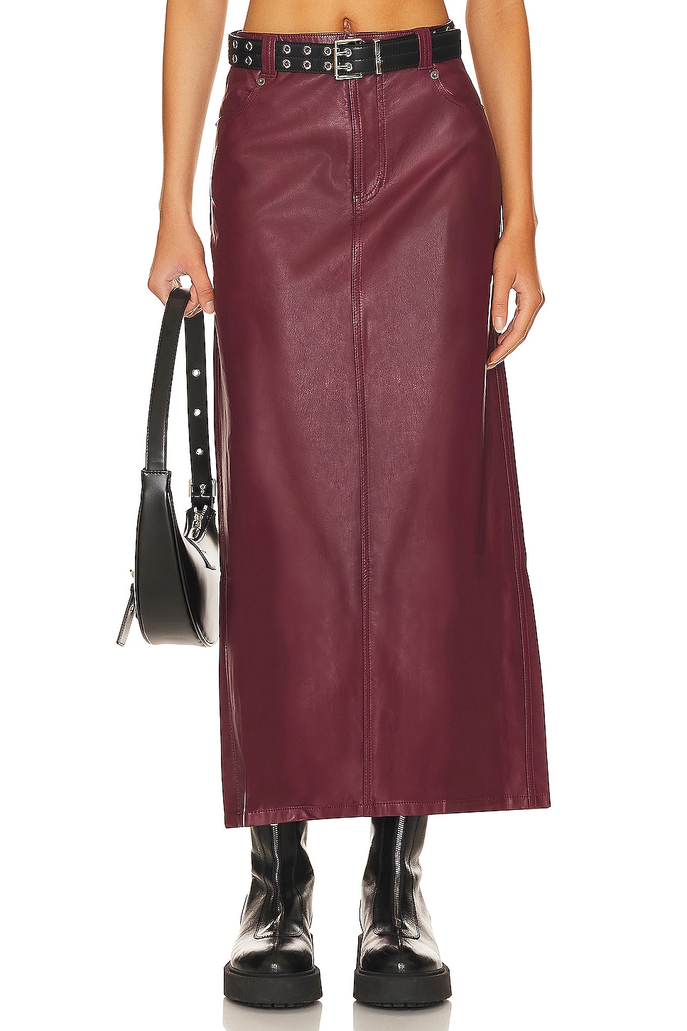 

Юбка макси Free People City Slicker Leather, цвет Red Jasper