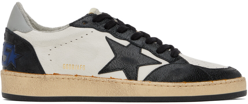 

Черно-белые кроссовки со звездами Golden Goose
