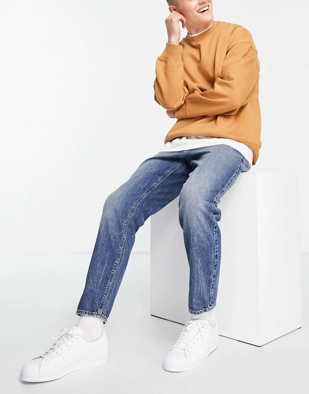 

Классические жесткие джинсы темно-синего цвета ASOS