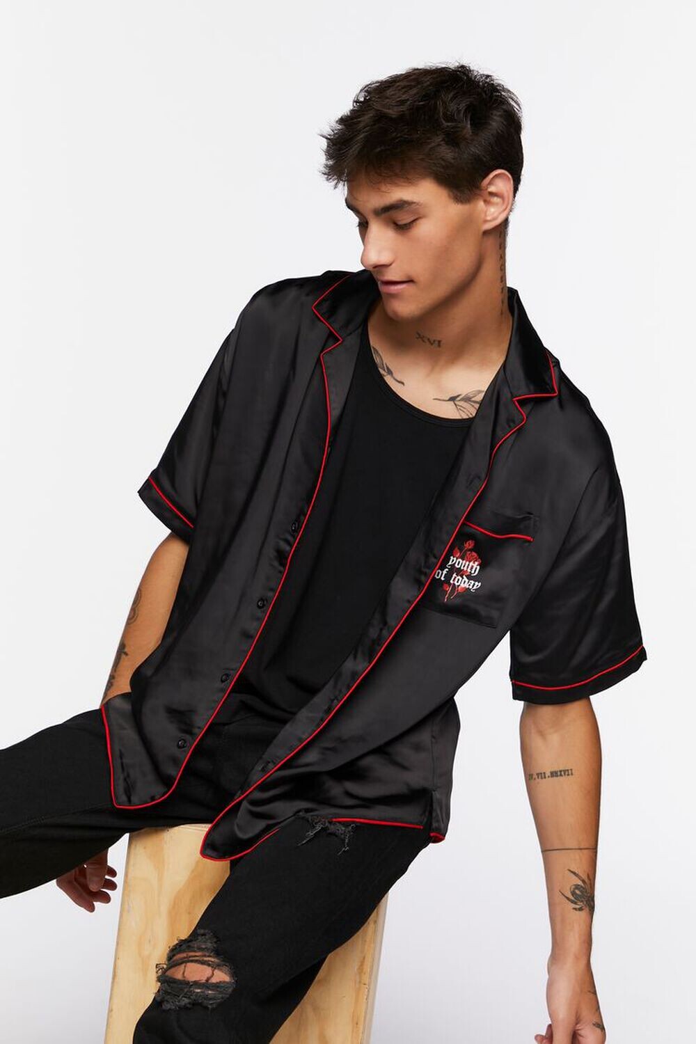 

Атласная рубашка с графическим рисунком Youth of Today Forever 21, черный