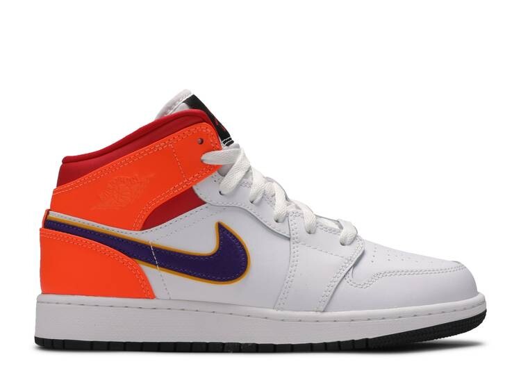 

Кроссовки AIR JORDAN 1 MID GS 'WHITE COURT PURPLE TEAL', белый