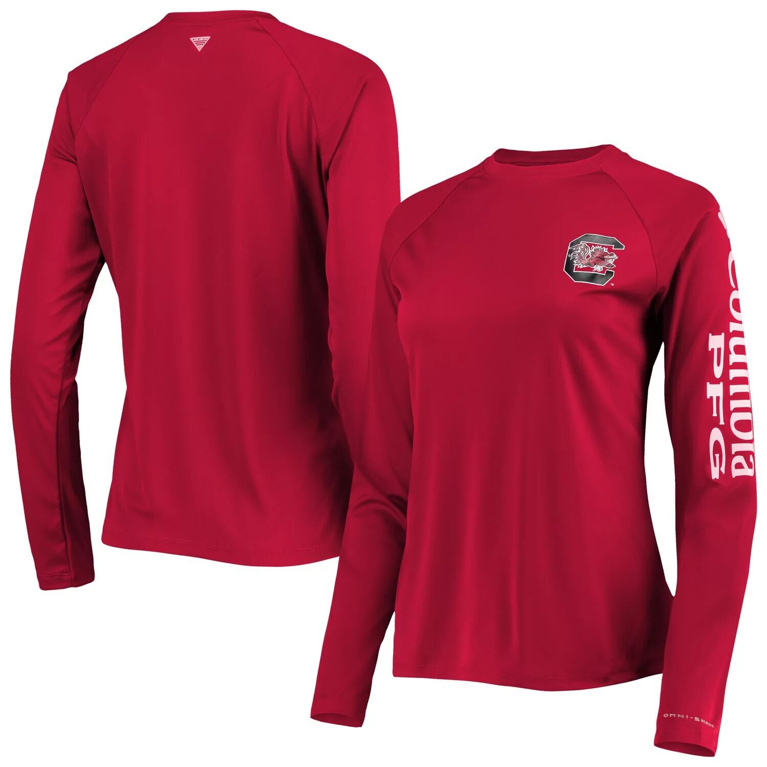 

Женская футболка Columbia Garnet South Carolina Gamecocks PFG Tidal с длинными рукавами