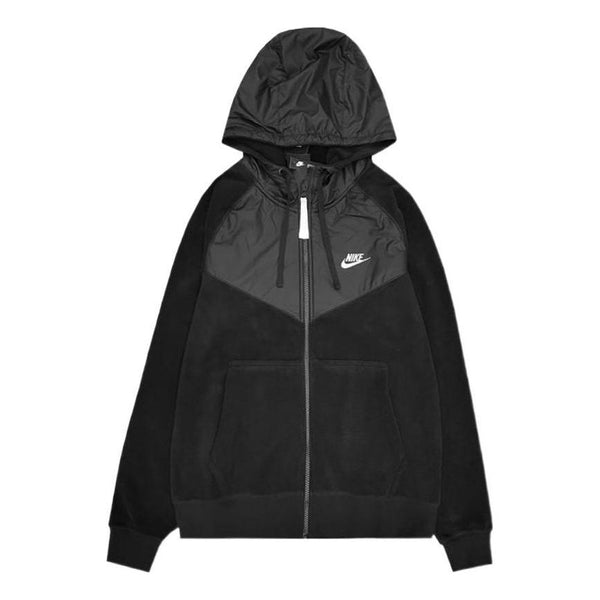 куртка maharishi asym zipped hooded fleece черный Куртка Nike embroidered logo fleece zipped hooded jacket with kangaroo pocket 'Black', черный