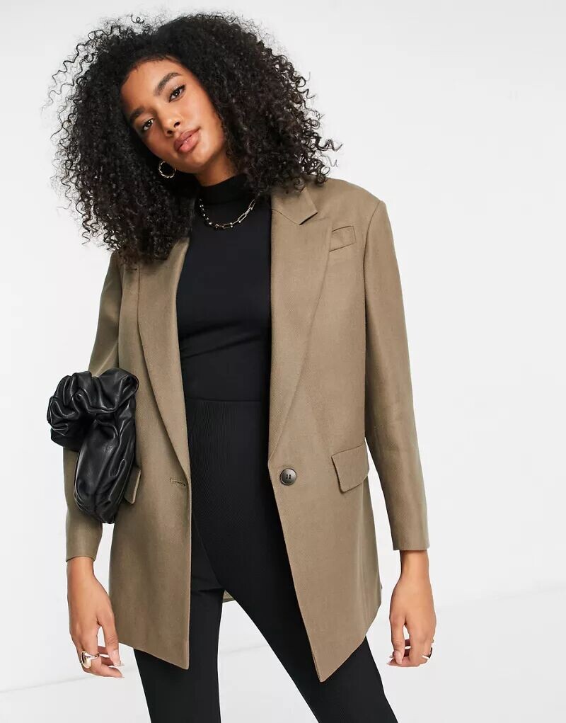 

Мужской твиловый блейзер цвета хаки оверсайз Topshop