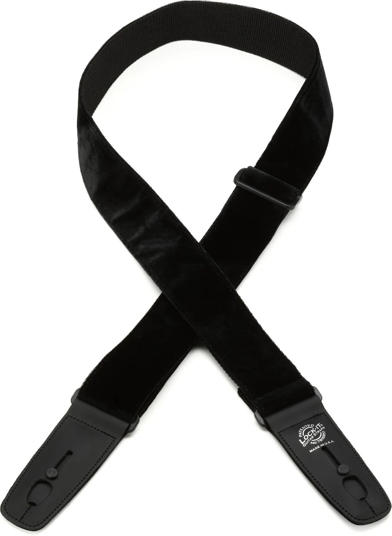 

Ремешок для гитары Lock-It Straps LIS-018CV2-BLK из бархатного бархата — черный