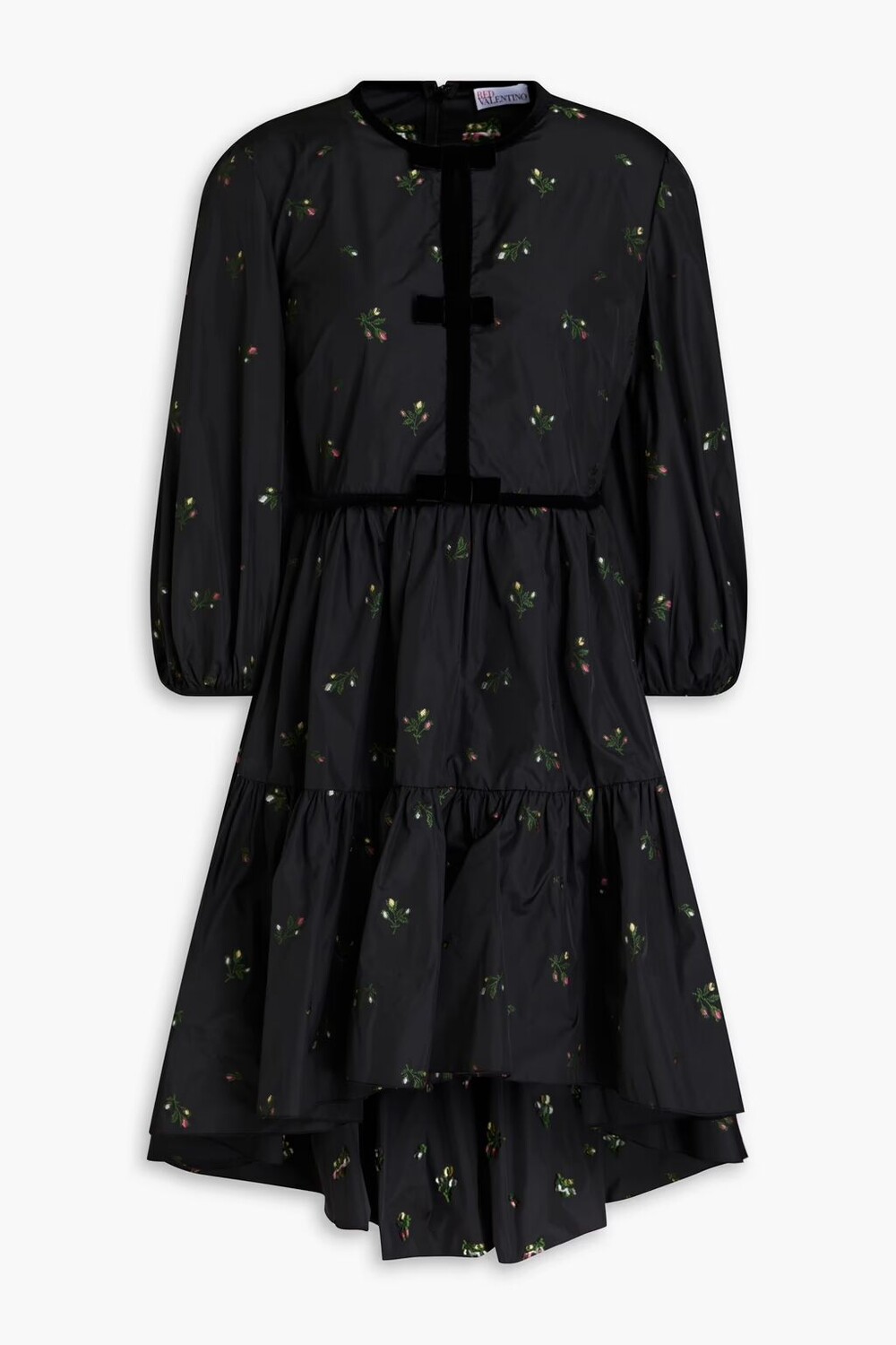 

Платье мини из тафты со сборками и бантом Redvalentino, черный