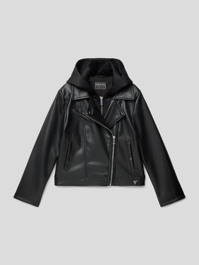 

Байкерская куртка под кожу, модель «HOODED» Guess, черный