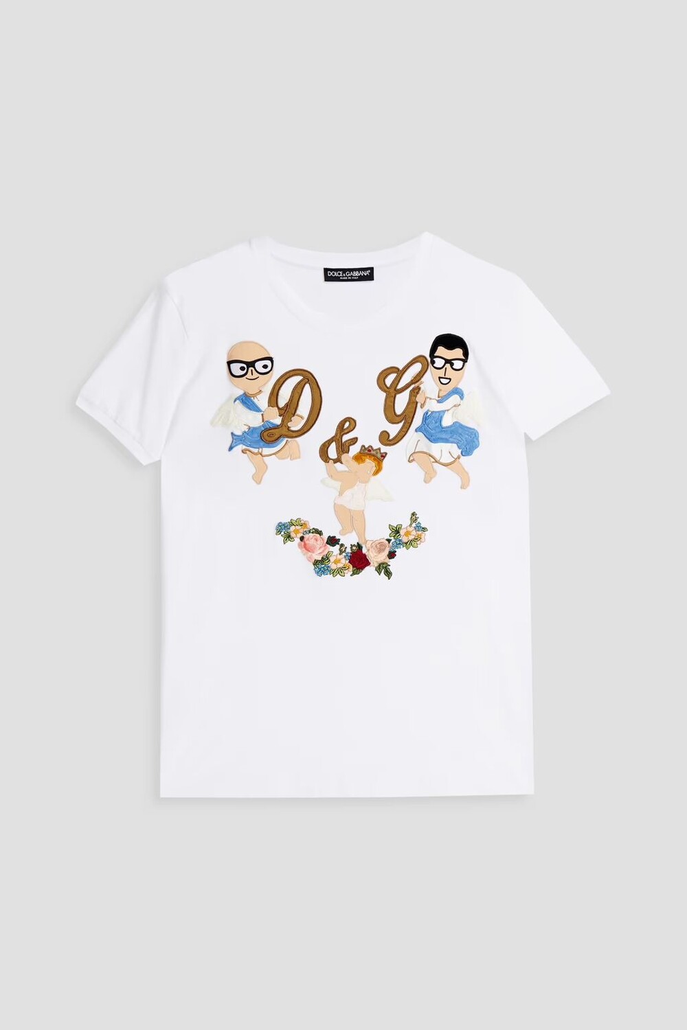 

Футболка из хлопкового джерси с аппликацией Dolce & Gabbana, белый