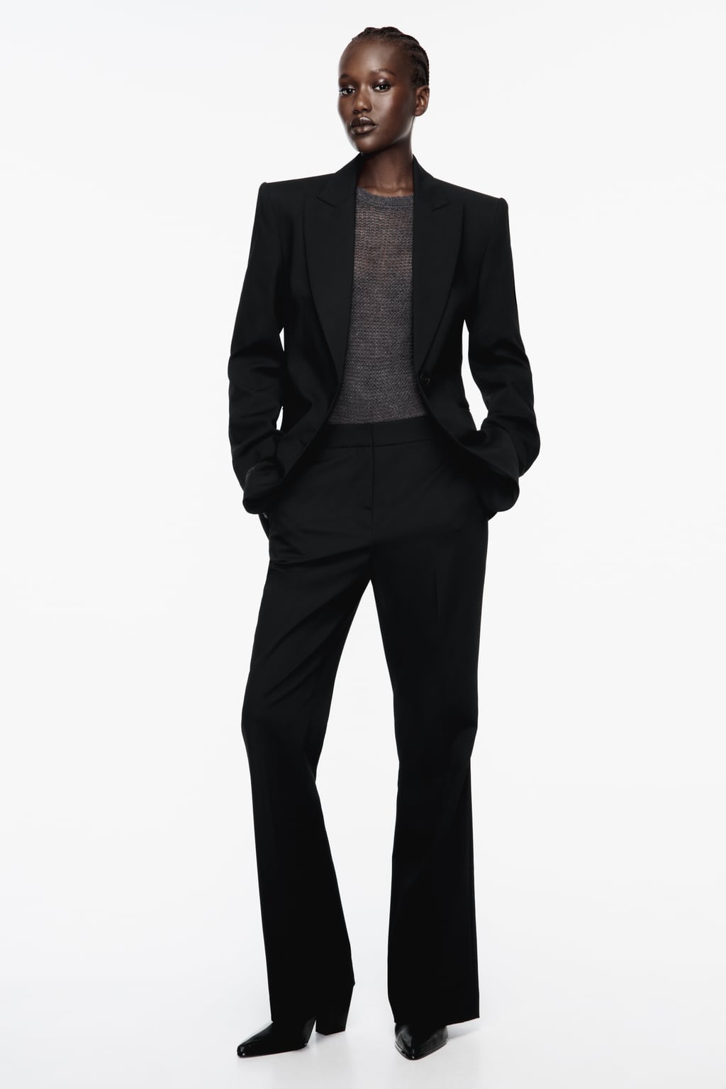 

Брюки-клеш полной длины ZARA, черный