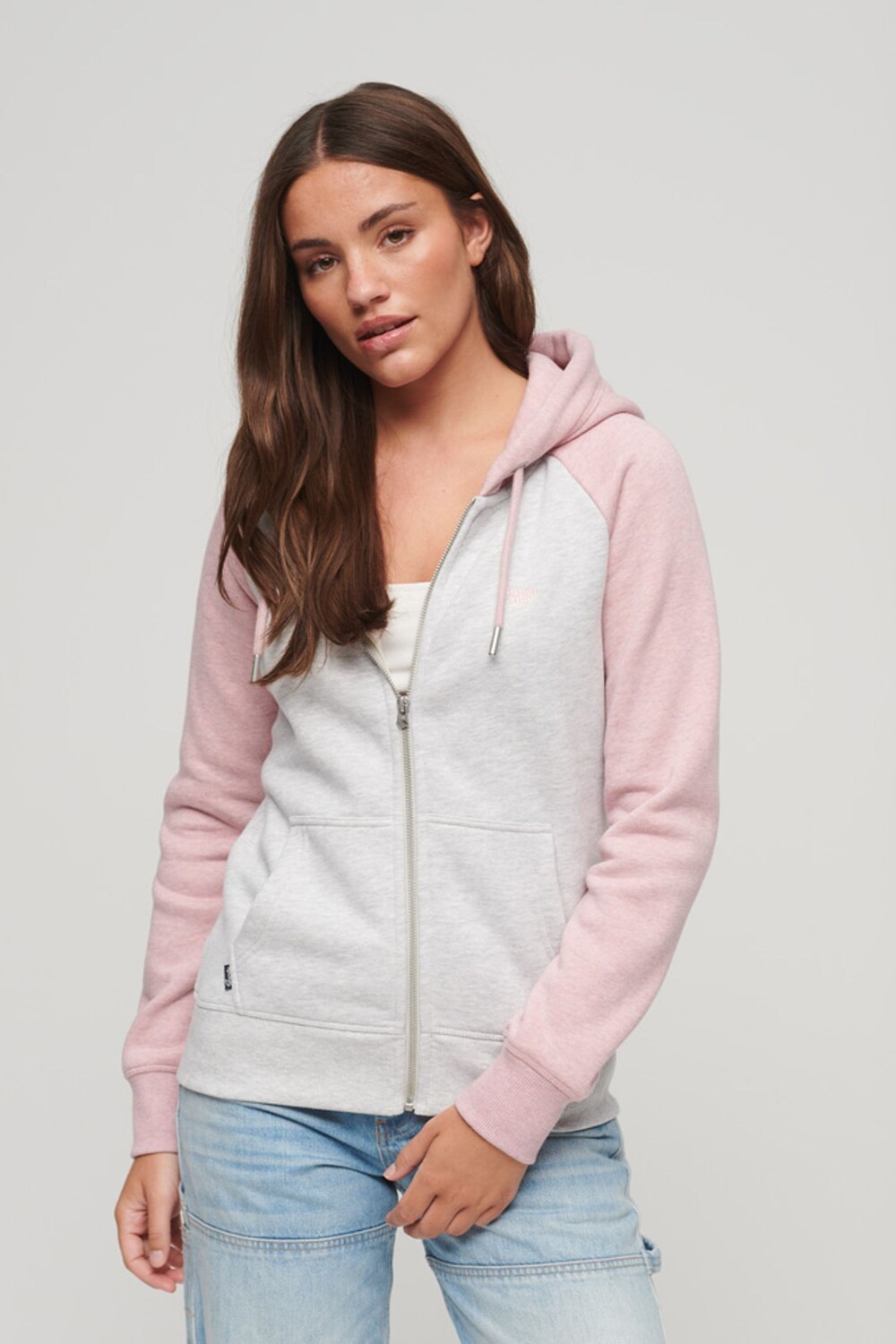 

Худи Essential Baseball на молнии Superdry, серый