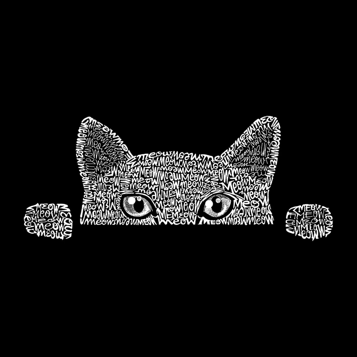 мужская толстовка с круглым вырезом peeking dog word art la pop art темно серый Peeking Cat — мужская толстовка с круглым вырезом Word Art LA Pop Art