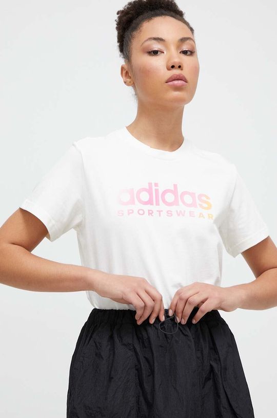 

Хлопковая футболка adidas, бежевый