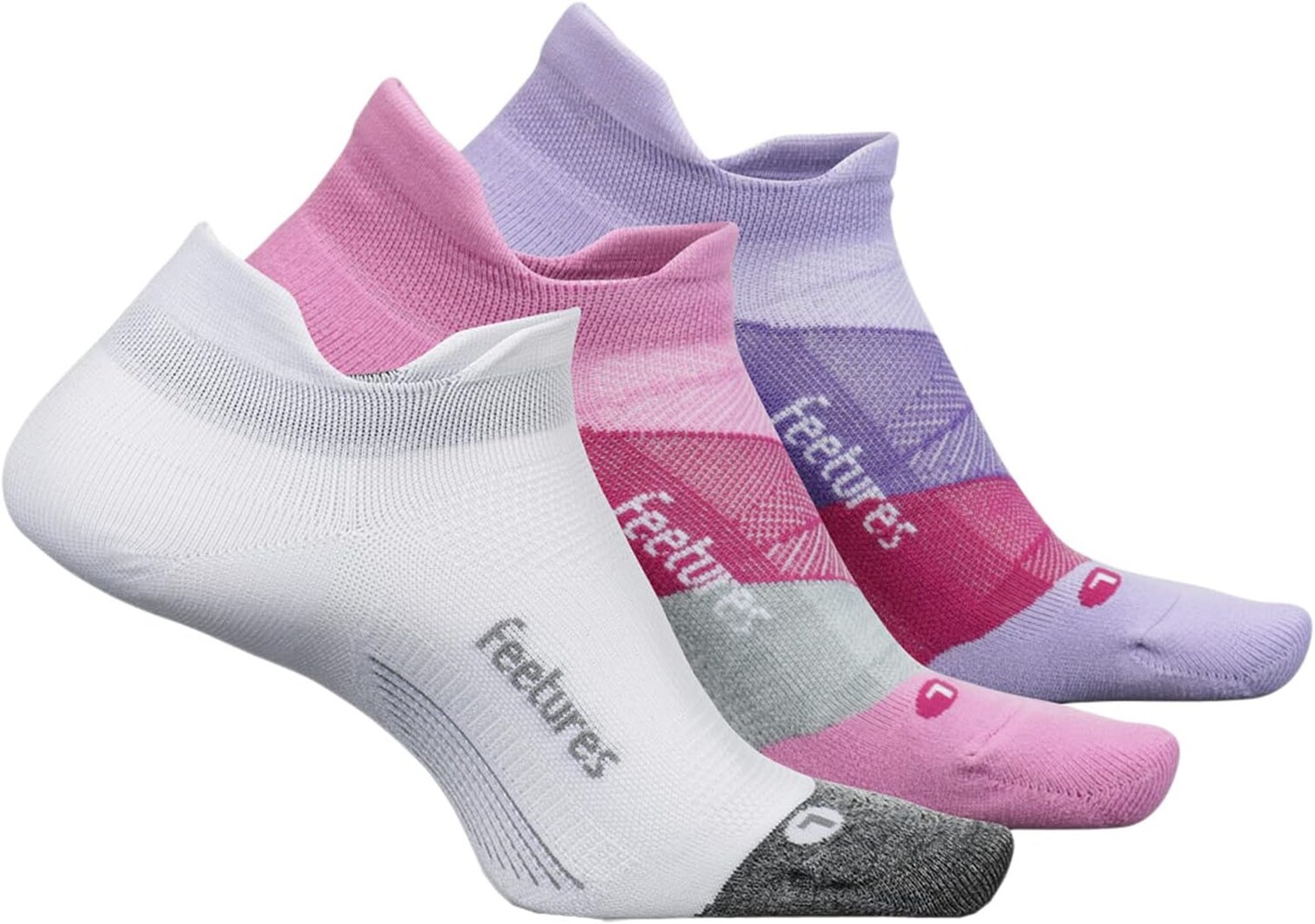 

Elite Ultra Light No Show Tab, упаковка из 3 пар Feetures, цвет White/Push-Thru Pink/Lace Up Lavender