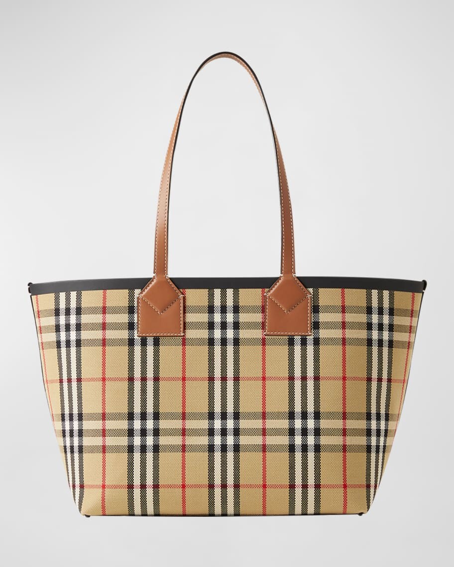 

Маленькая большая сумка-тоут из парусины в клетку Heritage Burberry