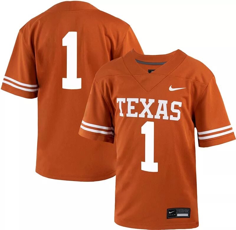 

Реплика футбольной майки Nike Youth Texas Longhorns #1 Burnt Orange