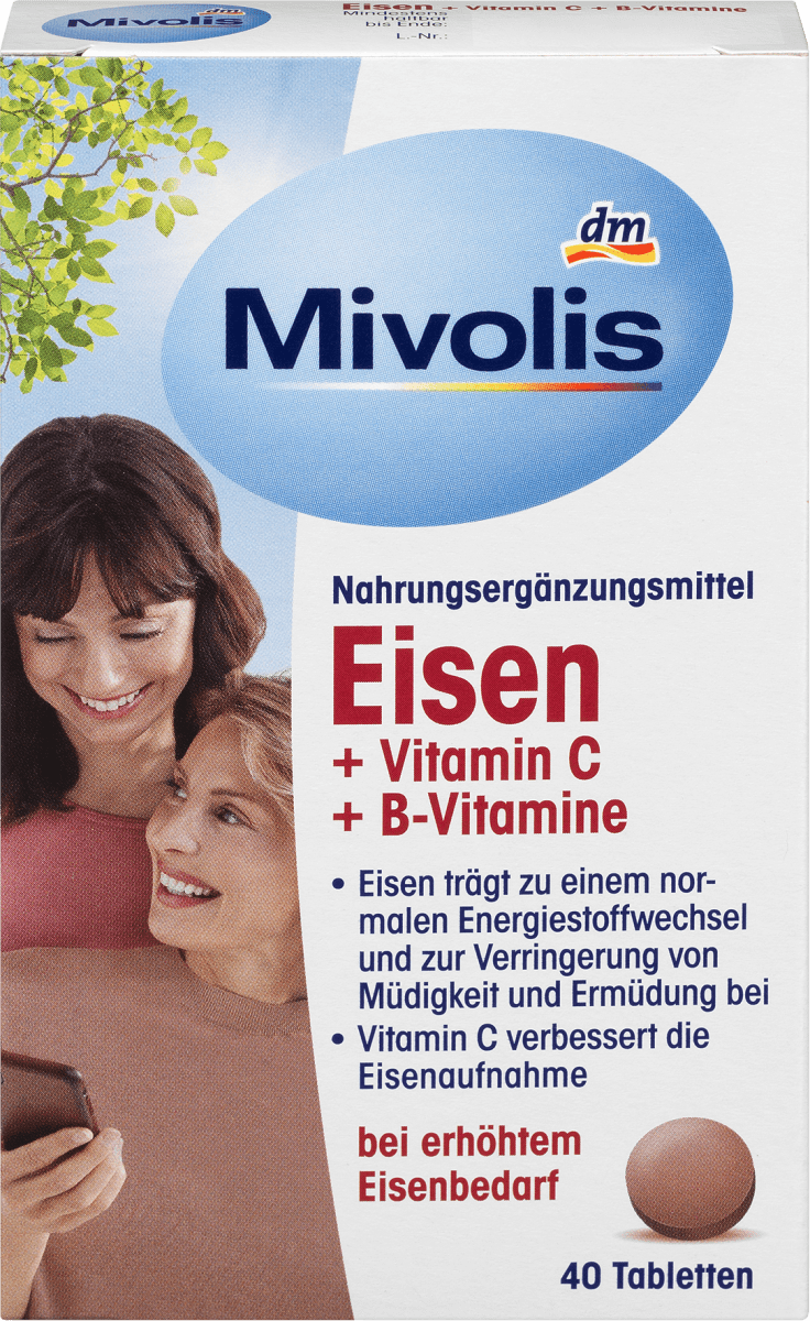 Железо+витамин С+витамины группы В таблетки 40 штук 25 г. Mivolis
