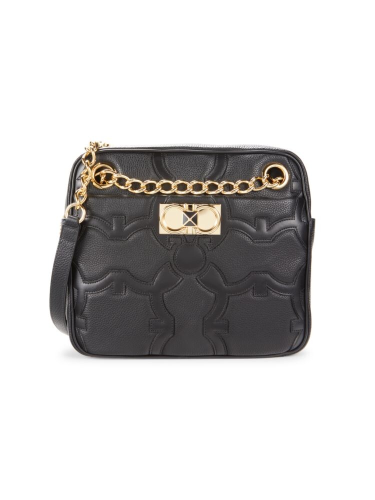 

Стеганая кожаная сумка через плечо Ferragamo, черный