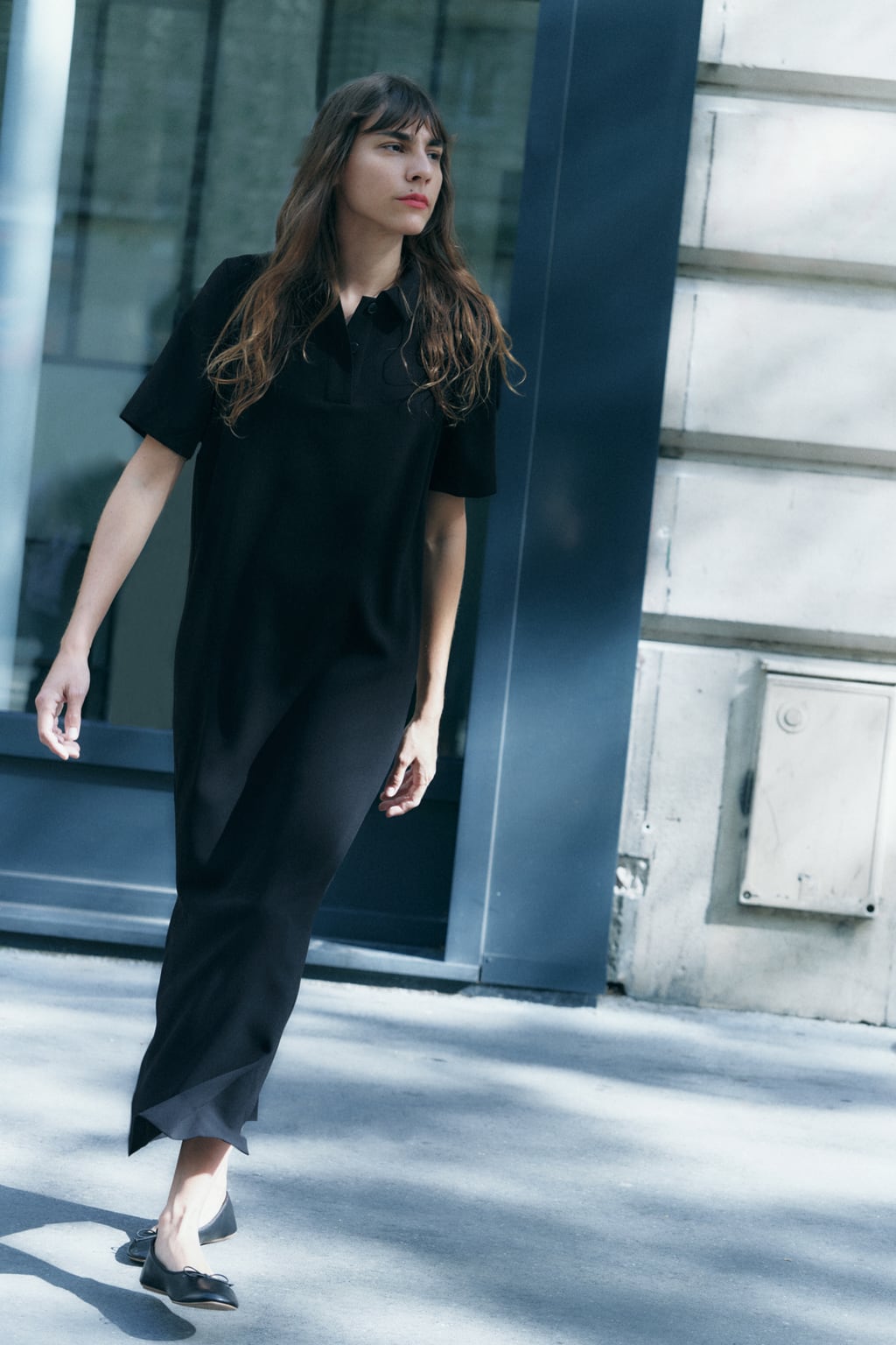 

Платье с воротником-поло Zw Collection ZARA, черный