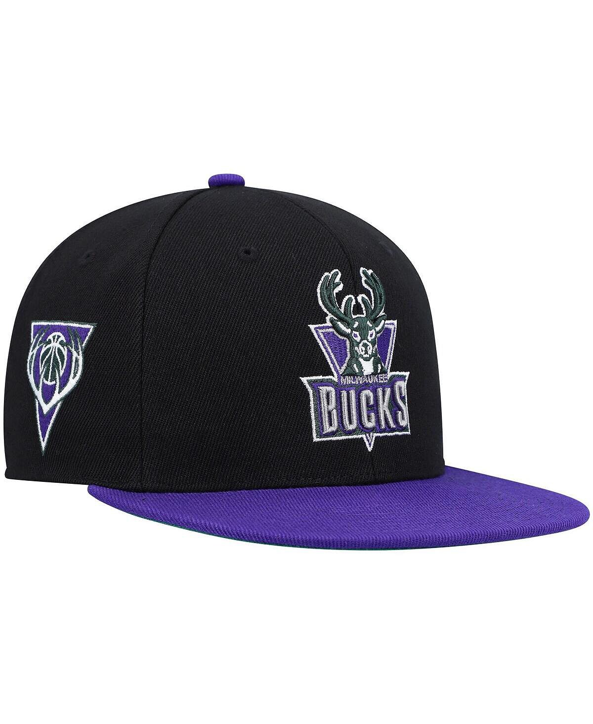 

Мужская черно-фиолетовая кепка Milwaukee Bucks Classics Snapback из твердой древесины Mitchell & Ness