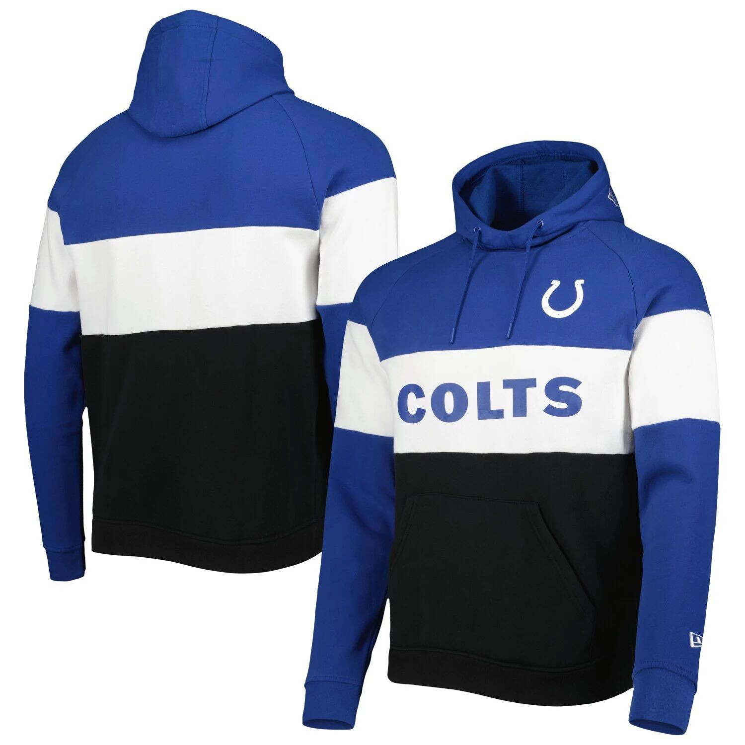Мужской черный пуловер с капюшоном New Era Indianapolis Colts Colorblock Current