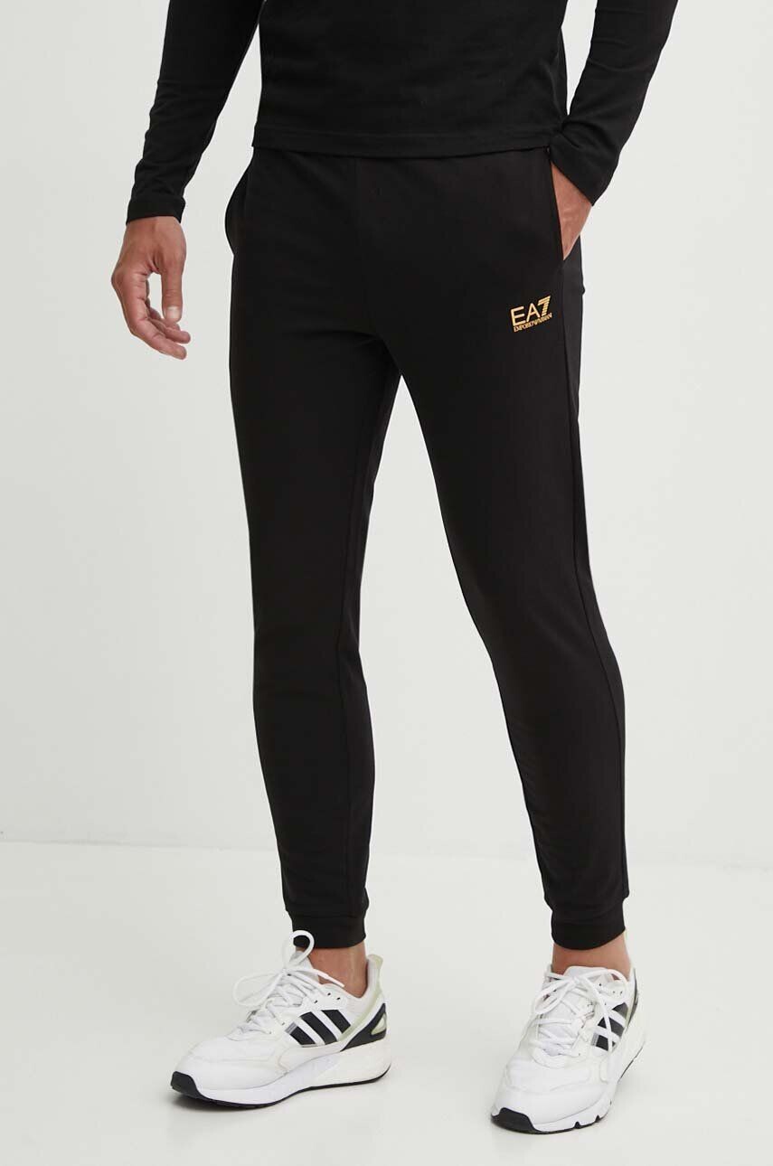

Хлопковые спортивные брюки EA7 Emporio Armani, черный