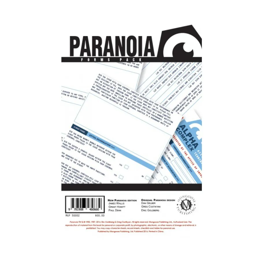 

Пакет форм паранойи, Paranoia - Red Clearance Edition