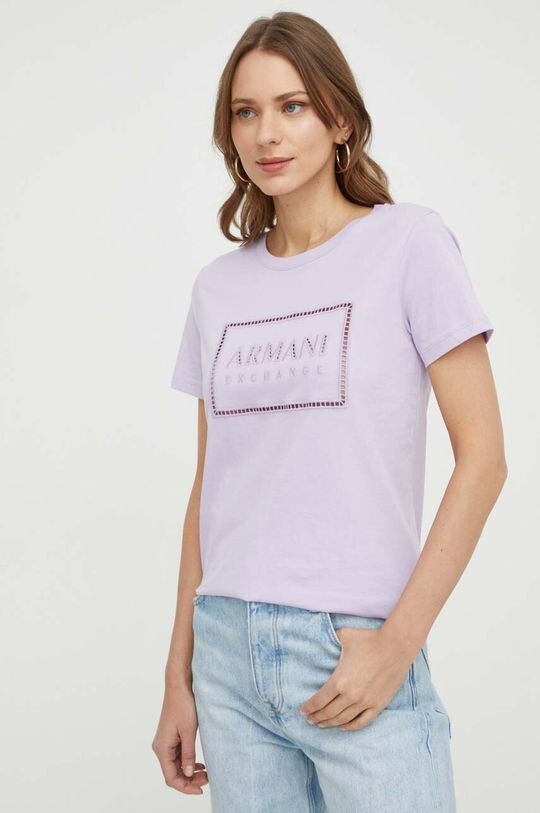

Хлопковая футболка Armani Exchange, фиолетовый