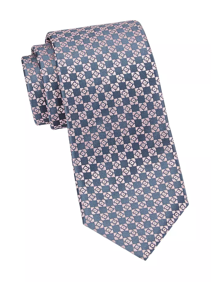Тканый шелковый галстук с бриллиантами и геометрией Charvet, цвет grey pink