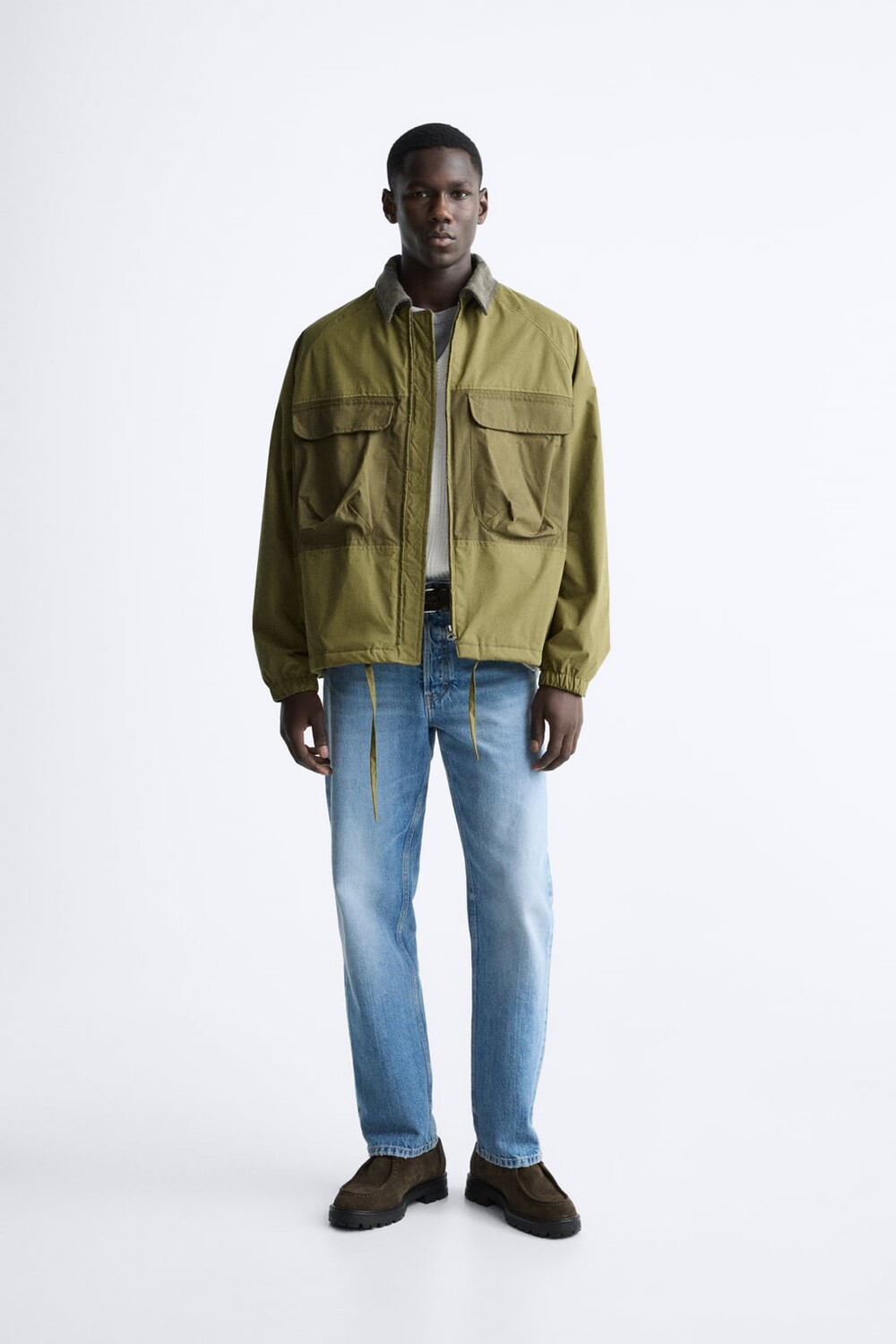 

Куртка с воротником в тон ZARA, зеленый