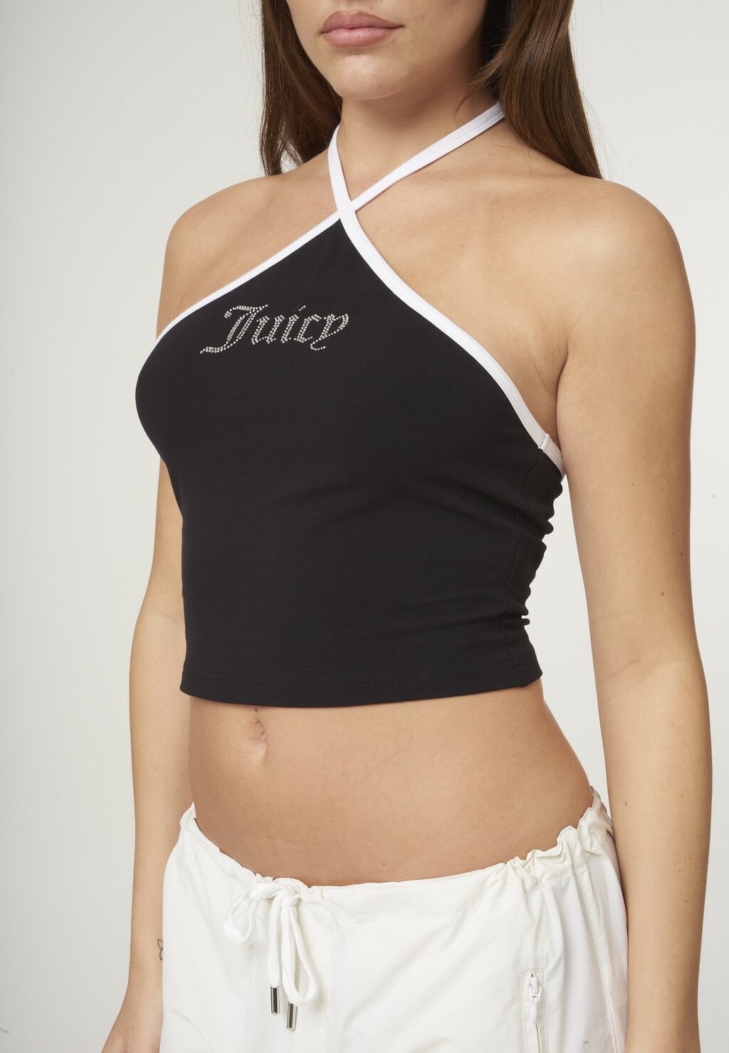 

Топ CONTRAST CROSS OVER HALTER TOP Juicy Couture, черный