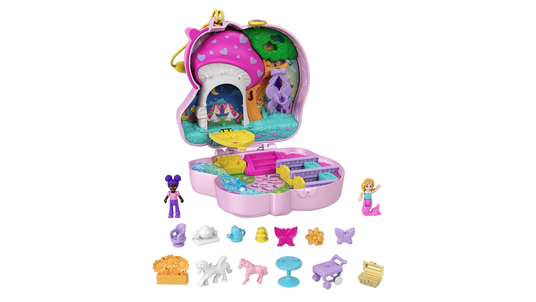 

Коробка единорога Polly Pocket с фигуркой русалки, включая аксессуары