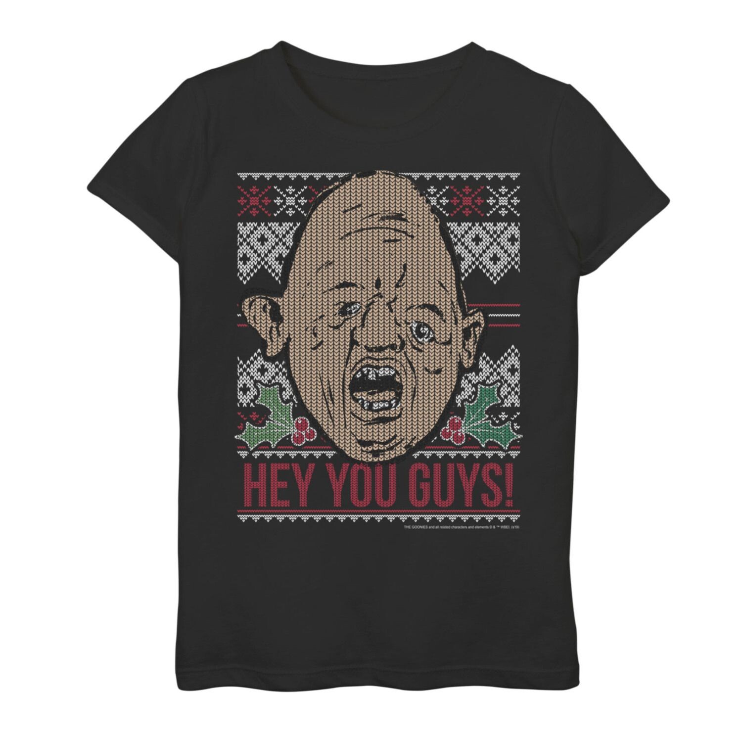 

Футболка с графическим рисунком The Goonies Sloth для девочек 7–16 лет «Эй, вы, ребята, уродливые» в рождественском стиле Licensed Character