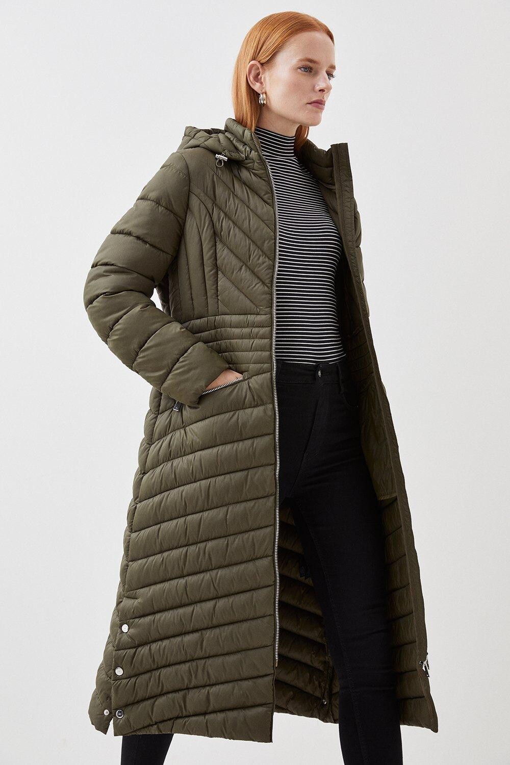 

Легкое компактное пальто длиной до колена Karen Millen, хаки