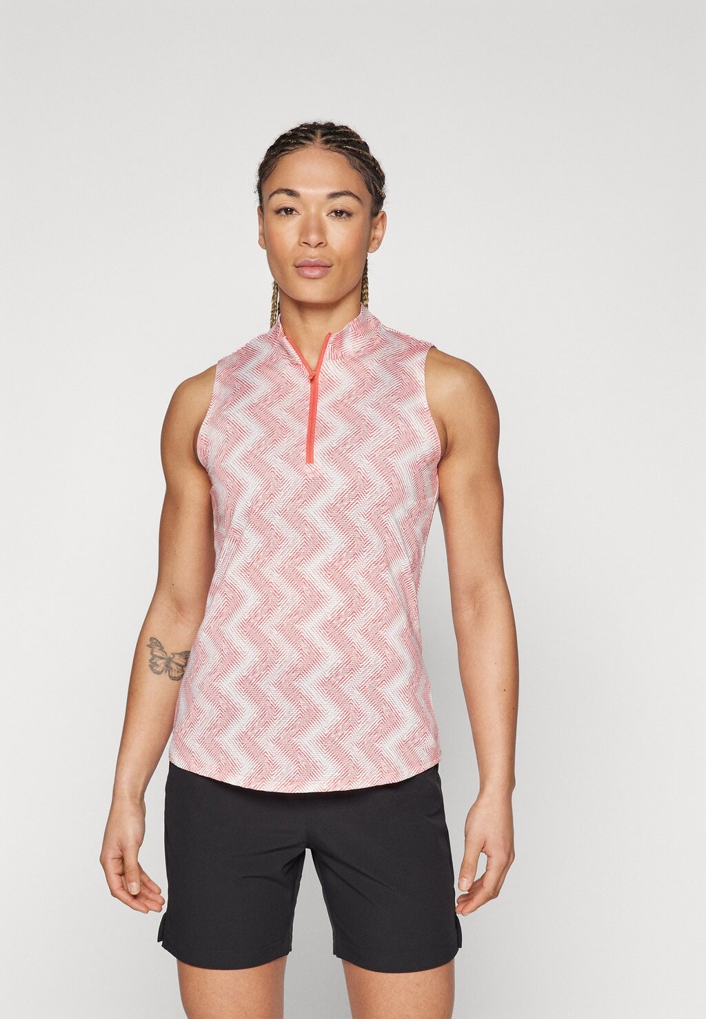 

Топ WOMEN'S ULTIMATE OTTOMAN PRINTED SLEEVELESS adidas Golf, цвет preloved scarlet