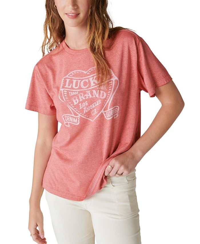 

Женская футболка бойфренда Lucky Heart Lucky Brand, красный