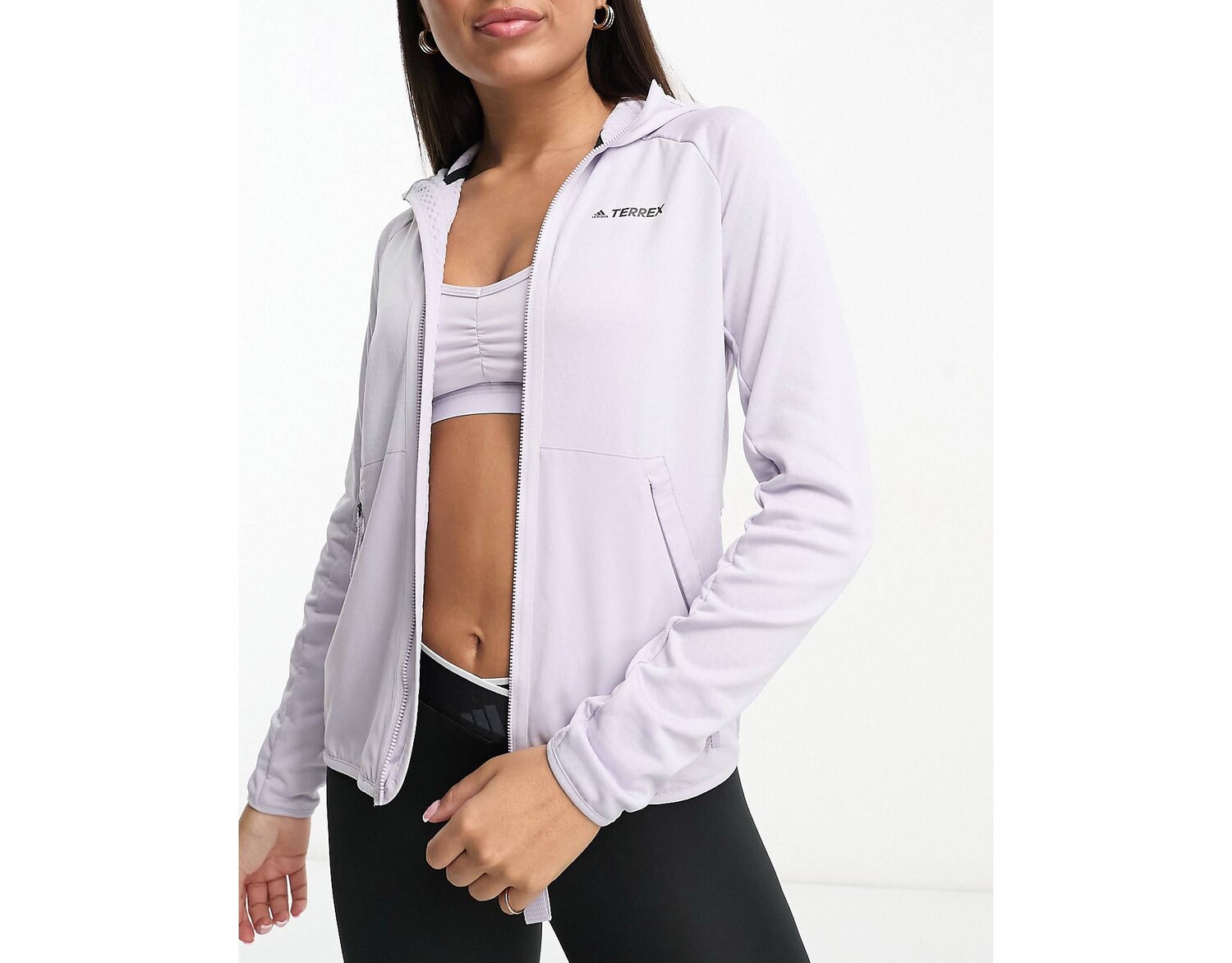 

Серая флисовая худи на молнии adidas Terrex adidas performance