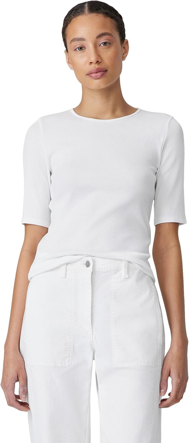 

Футболка Eileen Fisher Crew Neck Elbow Sleeve Tee, белый