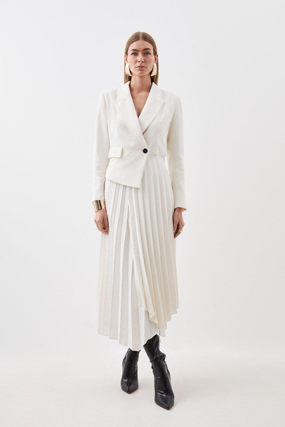Платье миди со складками на заказ Karen Millen, белый фото