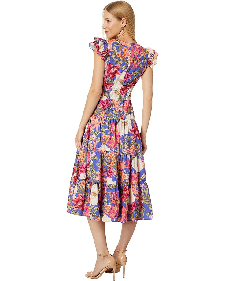 

Платье Vince Camuto Floral Smocked Waist Midi, цвет Porcelain Blue