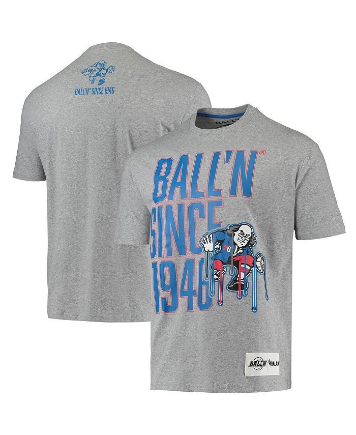 

Мужская футболка Heather Grey Philadelphia 76ers с 1946 года BALL'N, цвет Heathered Gray