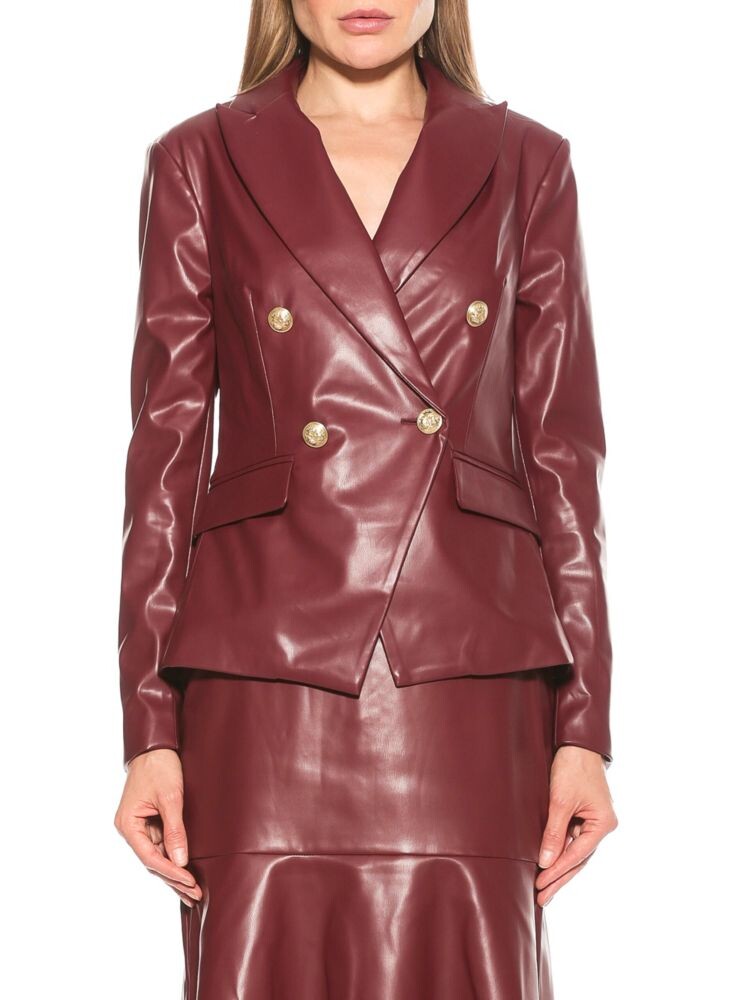 

Двубортный пиджак из искусственной кожи Alexia Admor, цвет Burgundy
