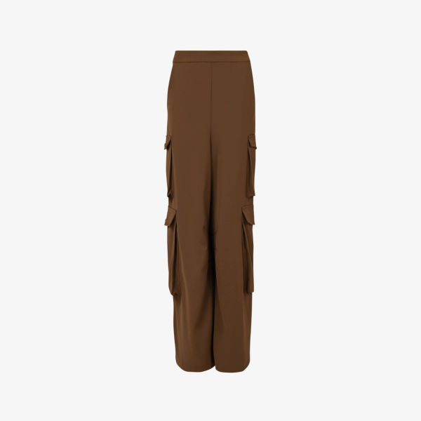 Широкие брюки средней посадки с накладными карманами из тканого материала Leem, цвет tan