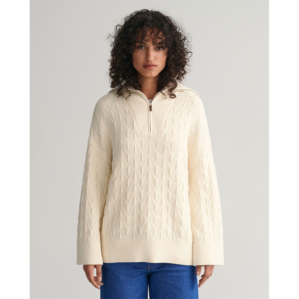 

Свитер Gant Herringbone Half Zip, бежевый