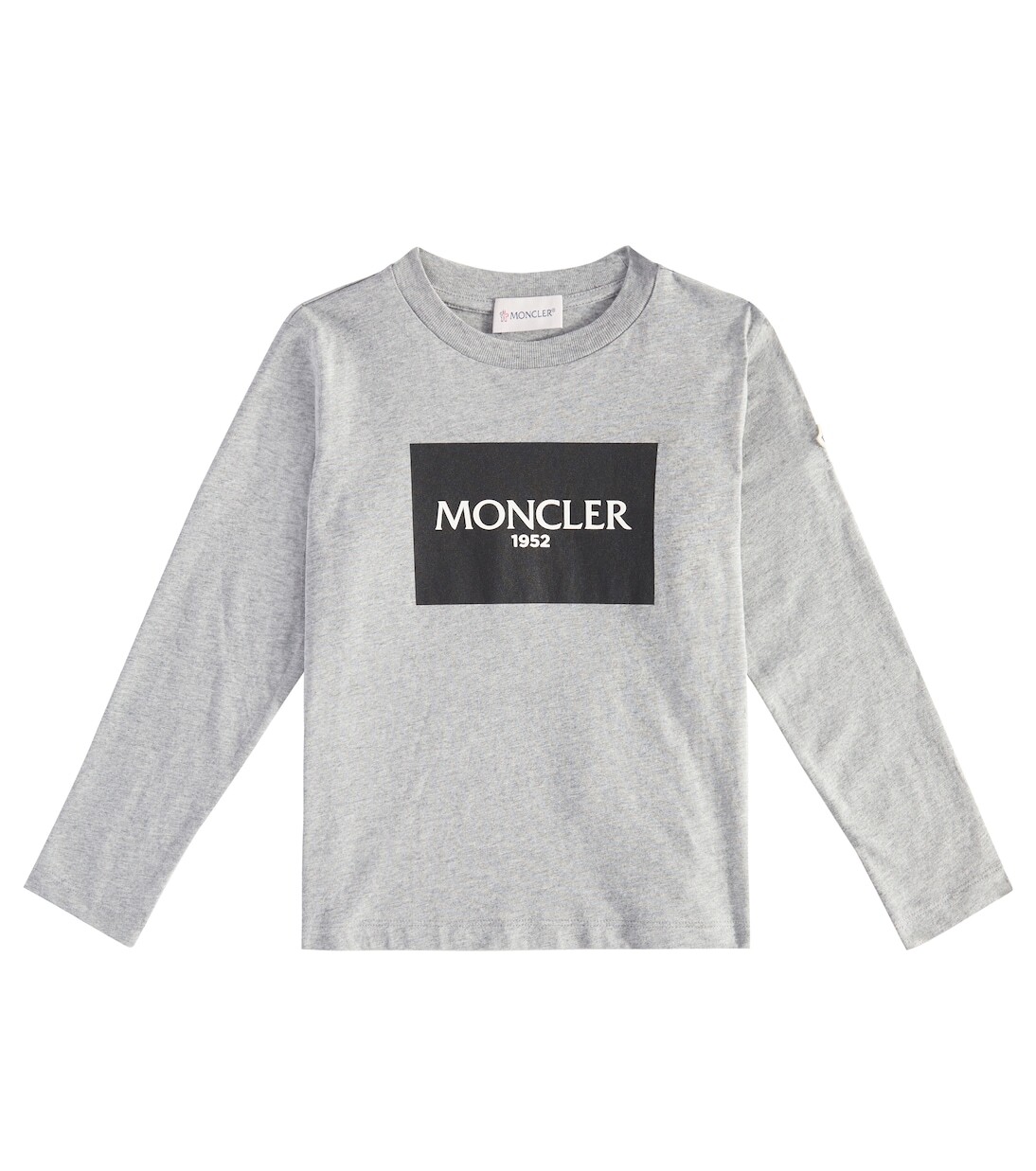 Топ из хлопкового джерси с логотипом Moncler Enfant, серый
