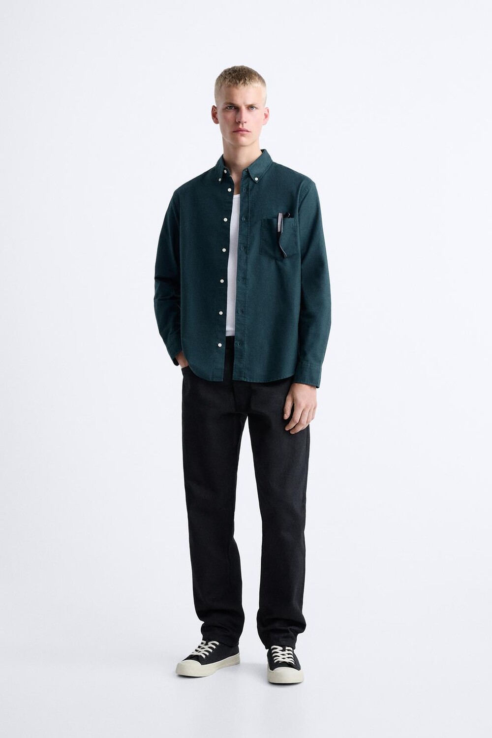 

Оксфордская рубашка ZARA, утиный зеленый