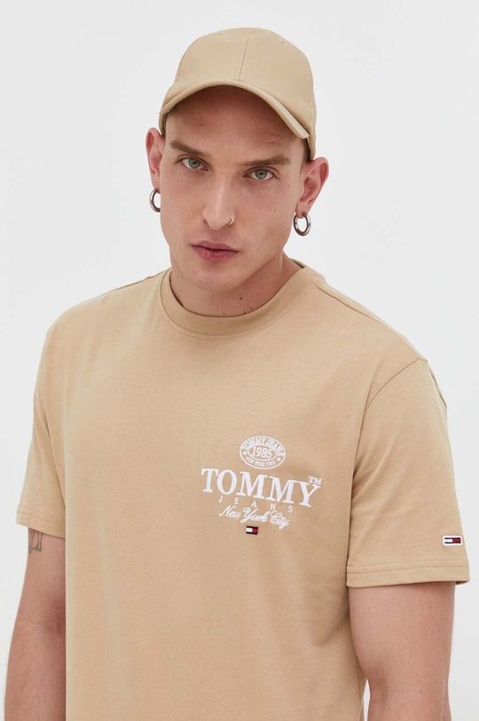 

Хлопковая футболка Tommy Jeans, бежевый