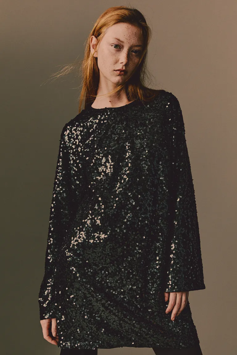 

Платье с пайетками H&M, зеленый