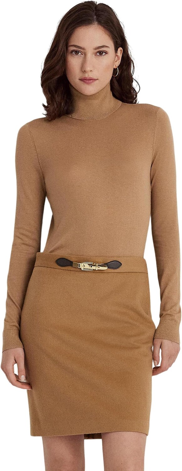 

Свитер Petite Silk-Blend Turtleneck LAUREN Ralph Lauren, цвет Classic Camel