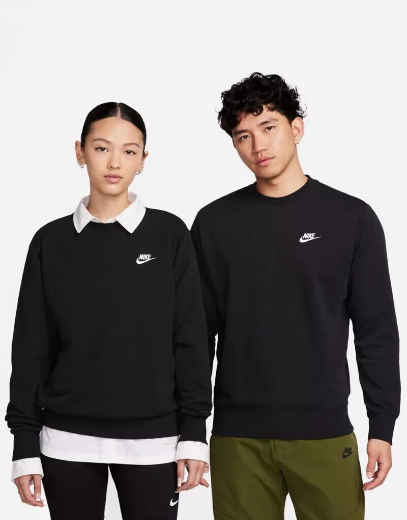 

Черный свитшот с круглым вырезом унисекс Club Nike